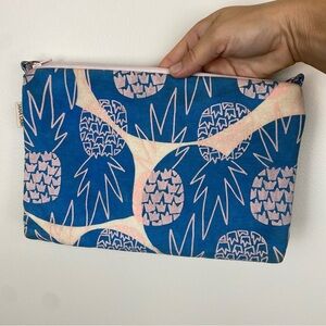 JANA LAM Hawaii Pineapple Floral Print Zipper Pouch Clutch